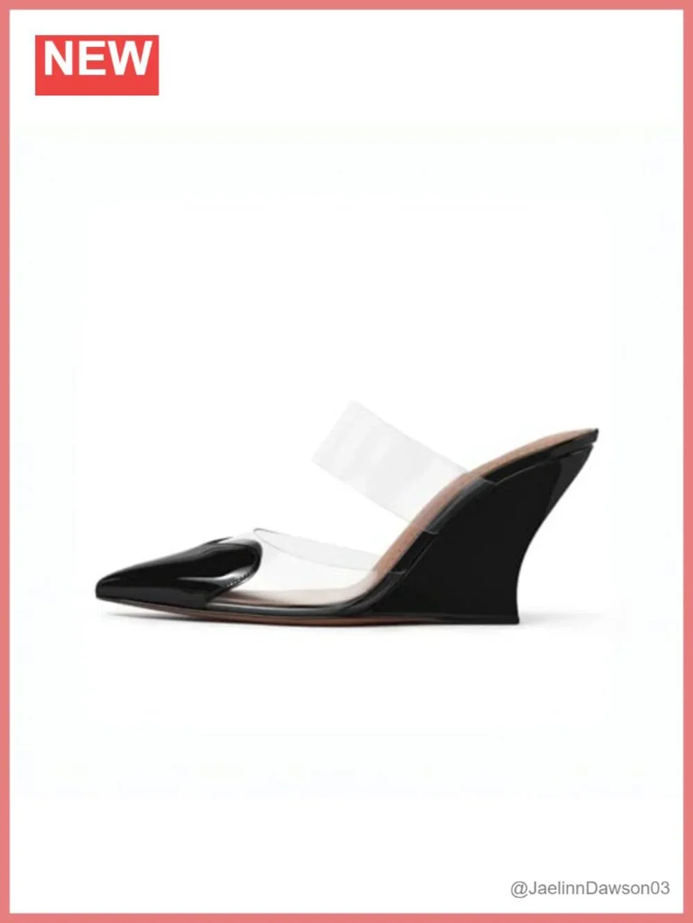 Wedge Sandals Slip On Pointed Toe High Heels Minimalist Transparent Strap Mule